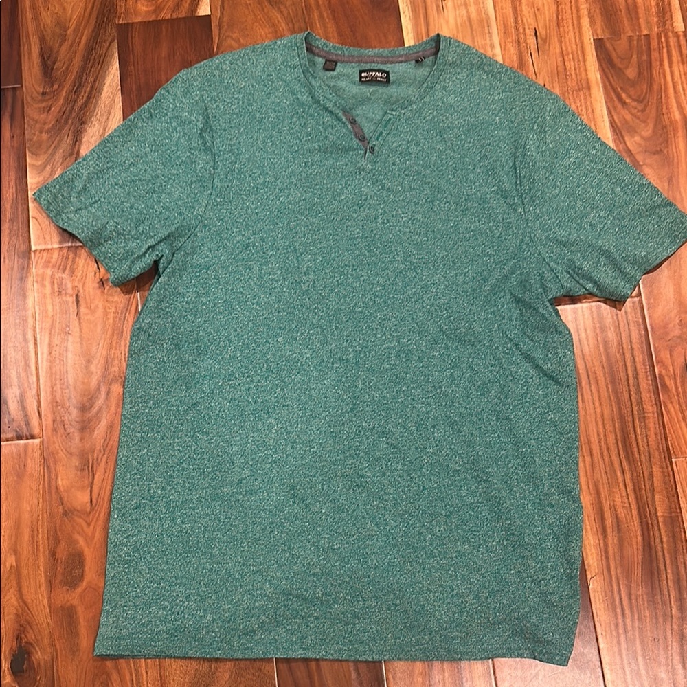 Buffalo David Bitton Green Short Sleeve 3 Button Tee